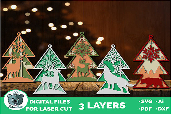 3D Layered Christmas Tree Ornaments for Winter Amp Shops