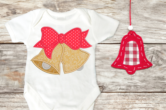 Christmas Bells with Bow Applique: A Festive Design Asset