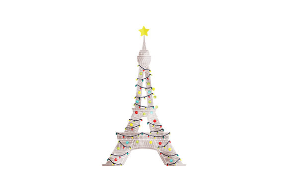 Christmas Eiffel Tower Watercolor for Festive Branding