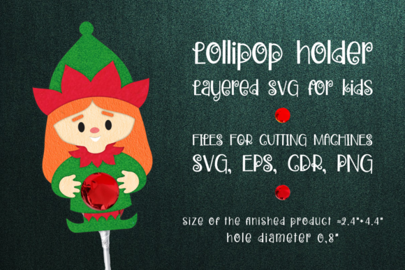 Christmas Elf Girl Lollipop Holder SVG for Festive Blog Graphics