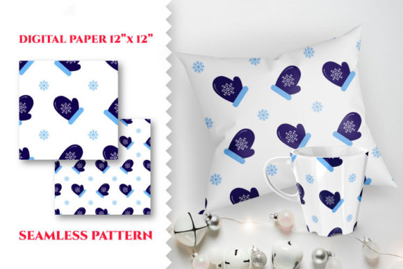 Digital Paper Mittens with Snowflakes Patterns Review
