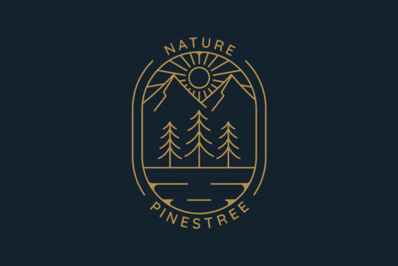 Pines Tree Logo Line Art: Simple Logos for Crafters