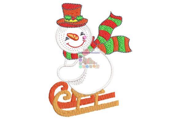 Snowman Sled Skiing: A Festive Christmas Design Asset